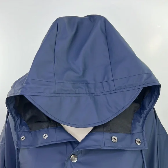 RAINS UNISEX  HOODED RAIN JACKET NAVY SZ L/XL - Picture 7 of 14